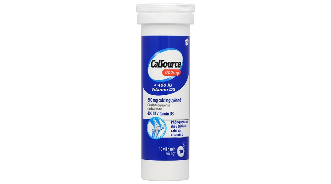 Viên nén sủi bọt CalSource Sandoz 600 + Vitamin D3 trị loãng xương tuýp 10 viên - 6